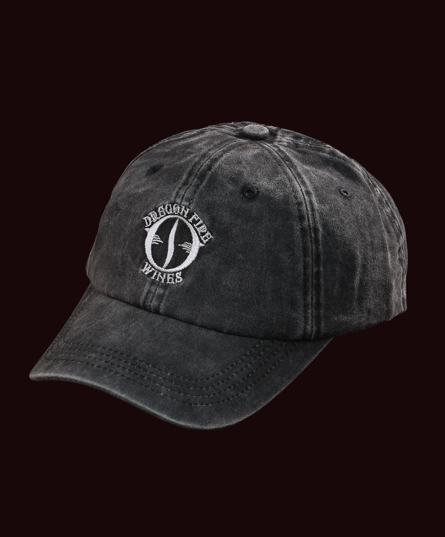 Black cap with 'Dragon Fire Wings' logo on a white background