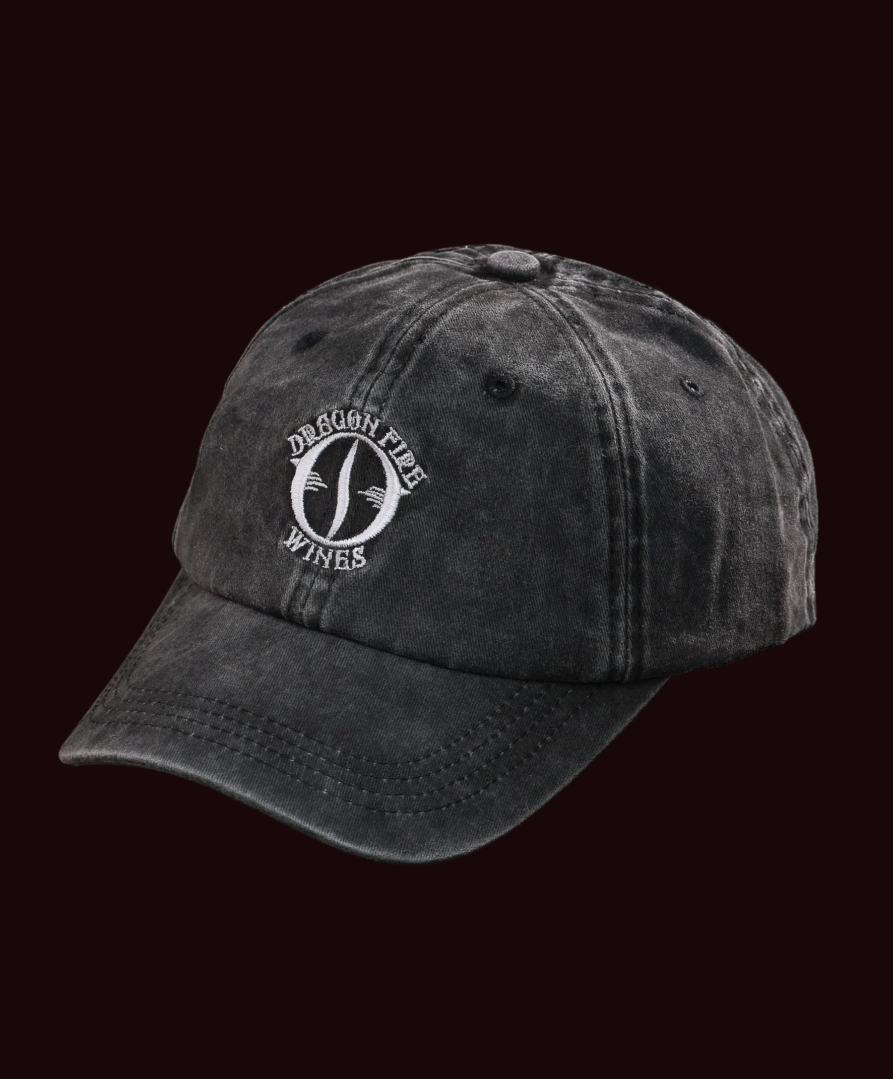Black cap with 'Dragon Fire Wings' logo on a white background